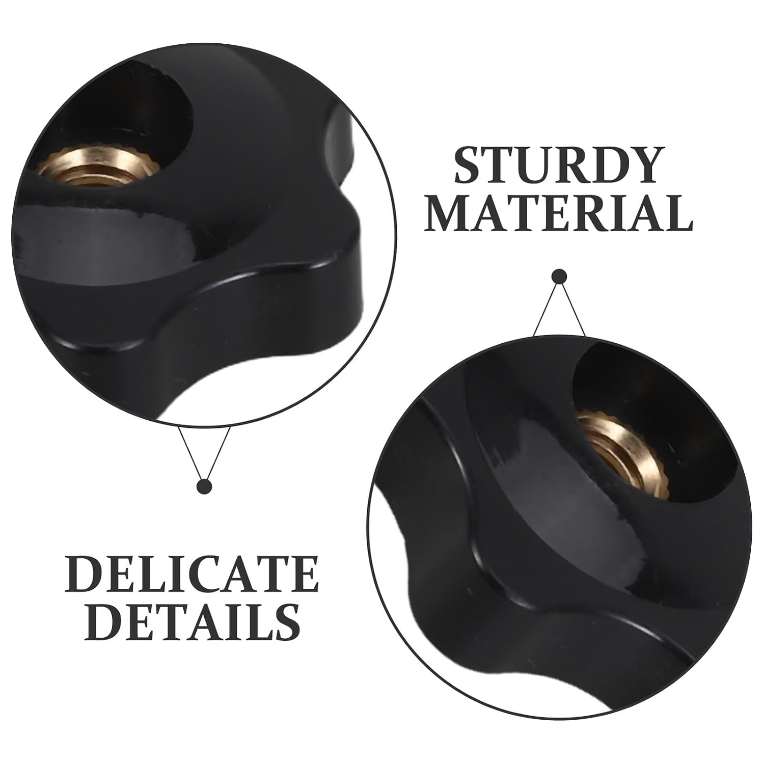 12pcs Black 1/4" Hex Copper Core Star Knobs Through Hole Threaded Handle Clamping Nut for Industrial Equipment and Machine Tools