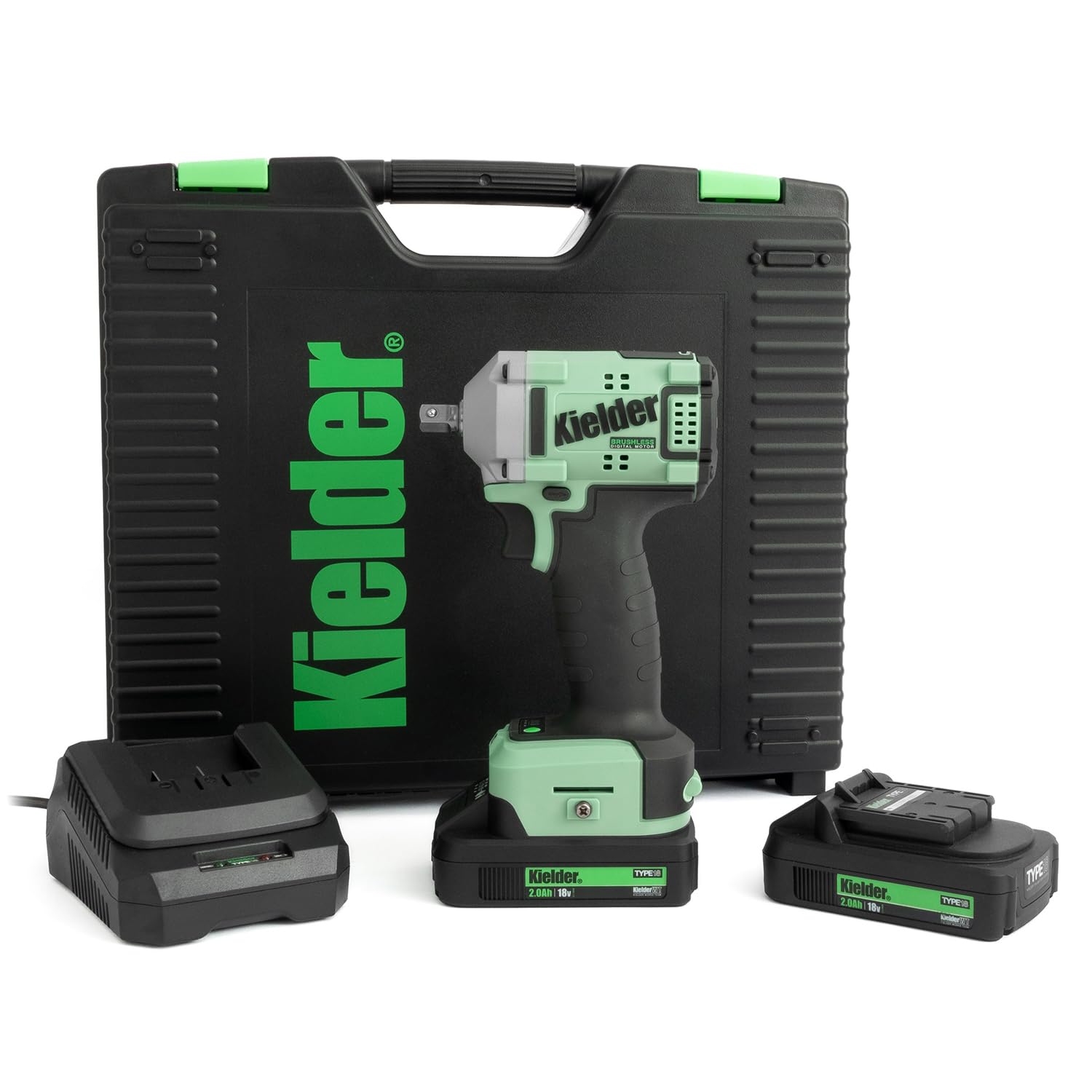 Kielder 18V 3/8'' Sq Drive 340Nm Impact Wrench With 2 x 2.0Ah Li-ion Batteries