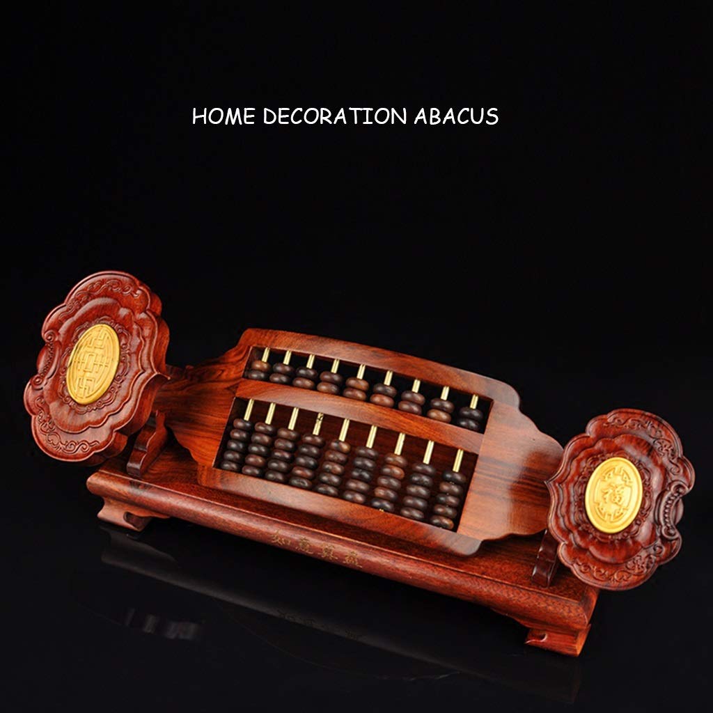 Boulier standard à chiffres, boulier en bois, boulier artisanat décoration boulier irrégulier ornement rétro boulier cadeaux d'affaires sculptés à la main boulier avec base(60*10.5*14cm)