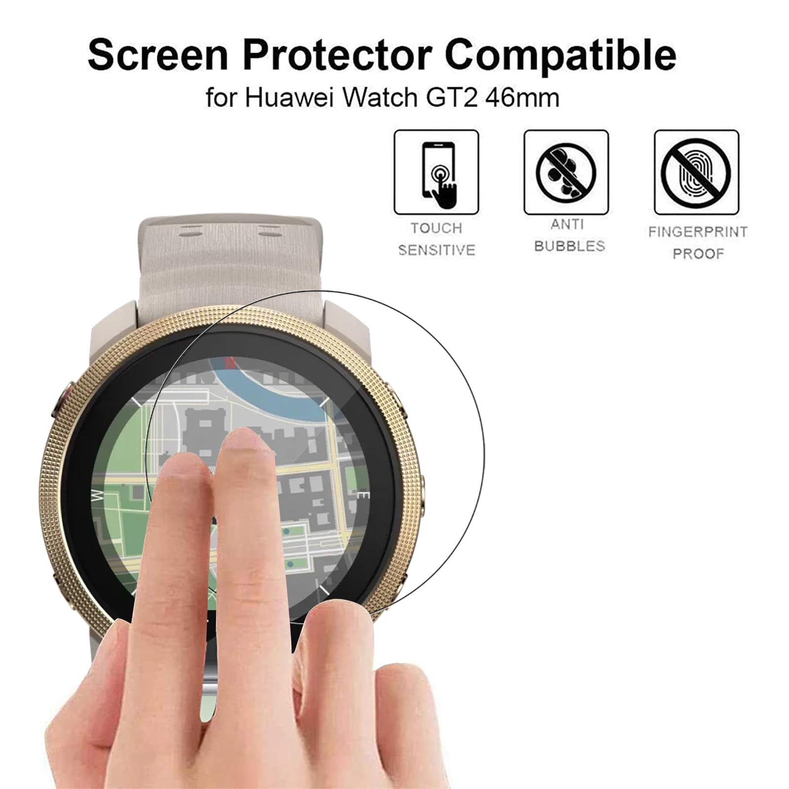 REY 3X Protector Pantalla Para Polar Vantage M3, Cristal Vidrio Templado Premium