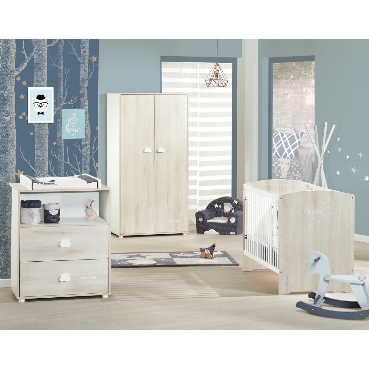 Armadio 2 ante per cameretta bambini 85x168x57 cm