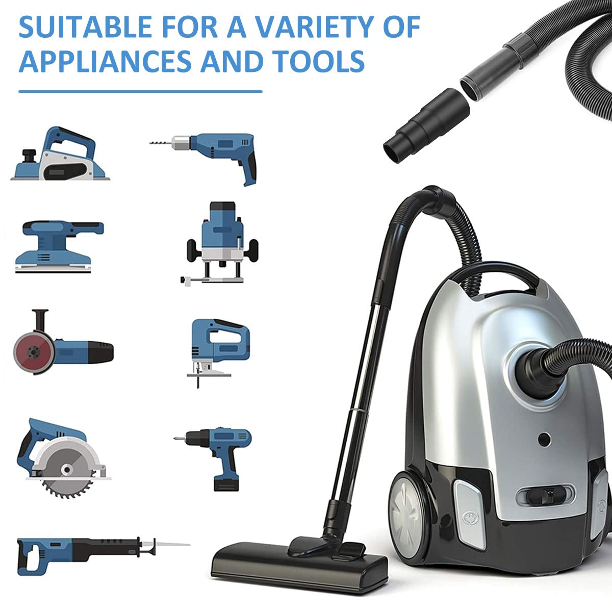 6 Pcs Vacuum Cleaner Adapter, Durable Vacuum Hose Adapter, Professional Extraction Hose Adaptor Replacement Reusable 23/30/34/35mm for Power Tool