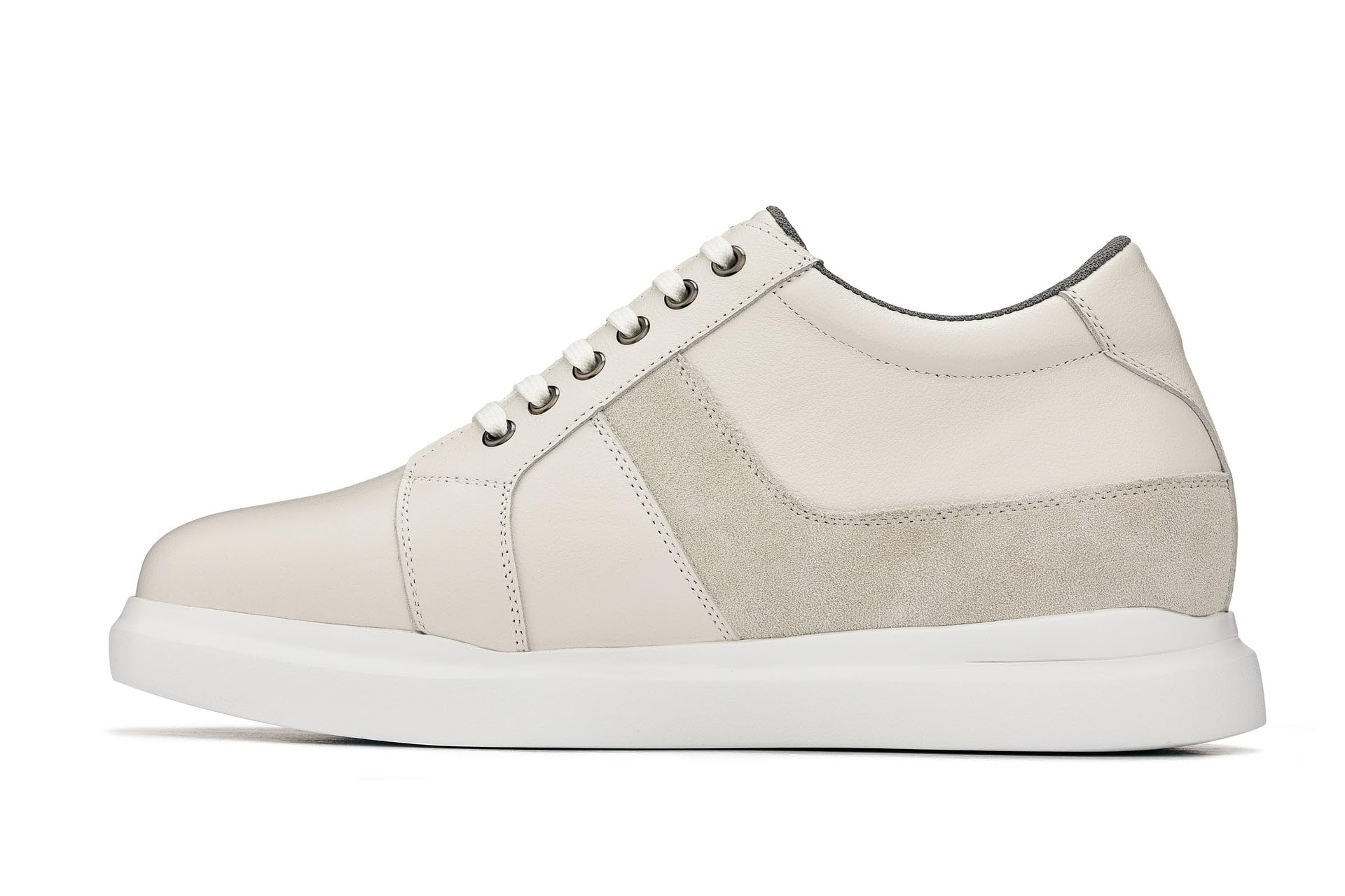 CALTO Zapatos invisibles para hombre con elevación de altura - Zapatillas de deporte de moda con cordones de cuero ligero - 3 pulgadas más alto