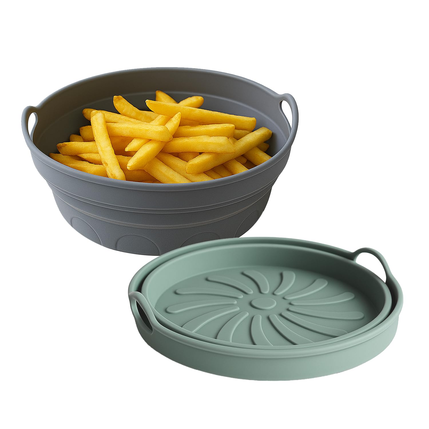 Lifelong Silicone Air Fryer Basket Tray with Ear Handles | Pack of 2 | Nonstick Reusable Heat-Resistant Baking Tray |Silicone Pot Insert for Oven & Air Fryer | Cooking Tools for Healthy Oil-Free Meals-image-32