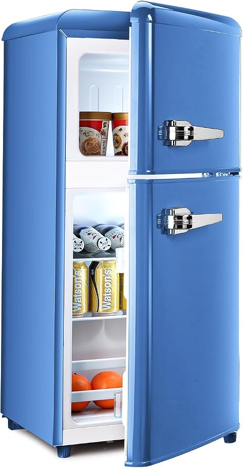 Tymyp TY-FLS-80G-BLUE-H027 Retro Mini Fridge with Freezer, Blue