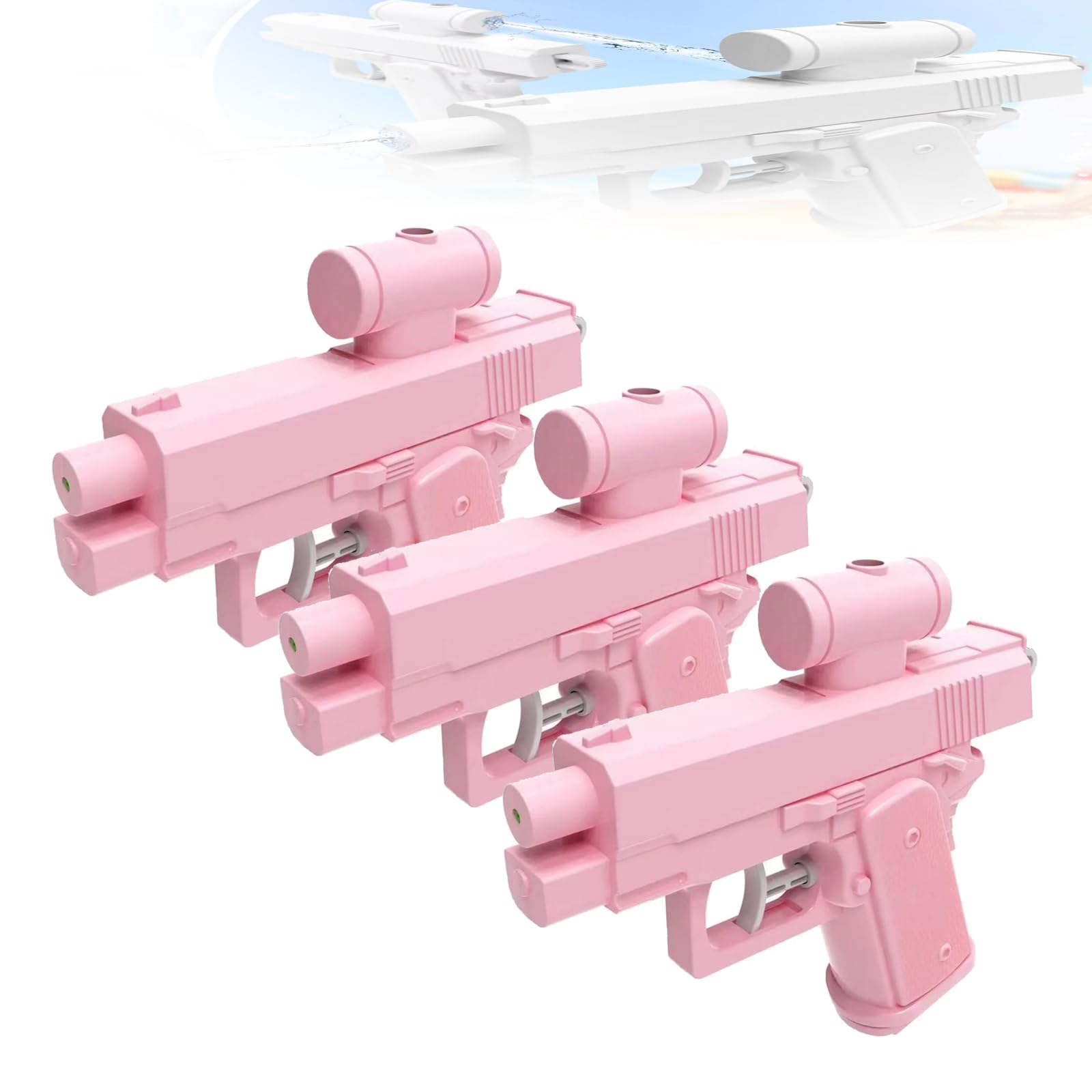 Prank Two-Way Water Gun, Prank Water Gun, Two-Way Wǎter Gun Prank, Pull The Trigger and Shoot Backwards, Press The Button and Shoot Forwards, Wǎter Gun Prank Can Spray from Front and Back (Pink*3)