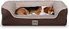 Jungolica Sezar Kedi ve Köpek Yatağı Kahverengi 75x95 cm, Ortopedik Visco,%100 Su Geçirmez Alez, Çıkarılabilir Yıkanabilir Kılıf, Yan Destekli, Kaydırmaz Taban