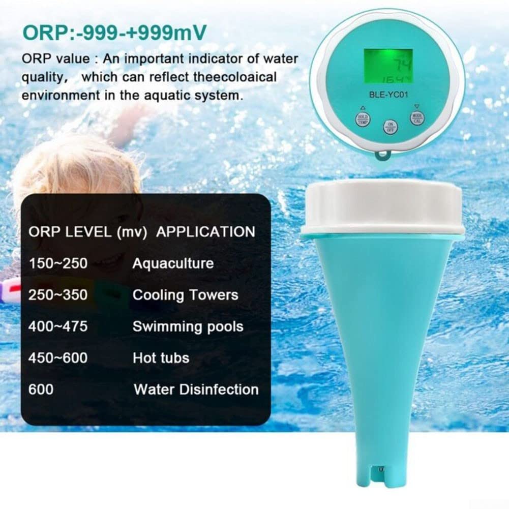 SPORTARC Testeur de température et de pH numérique Bluetooth 6 en 1 pour chlore ORP EC