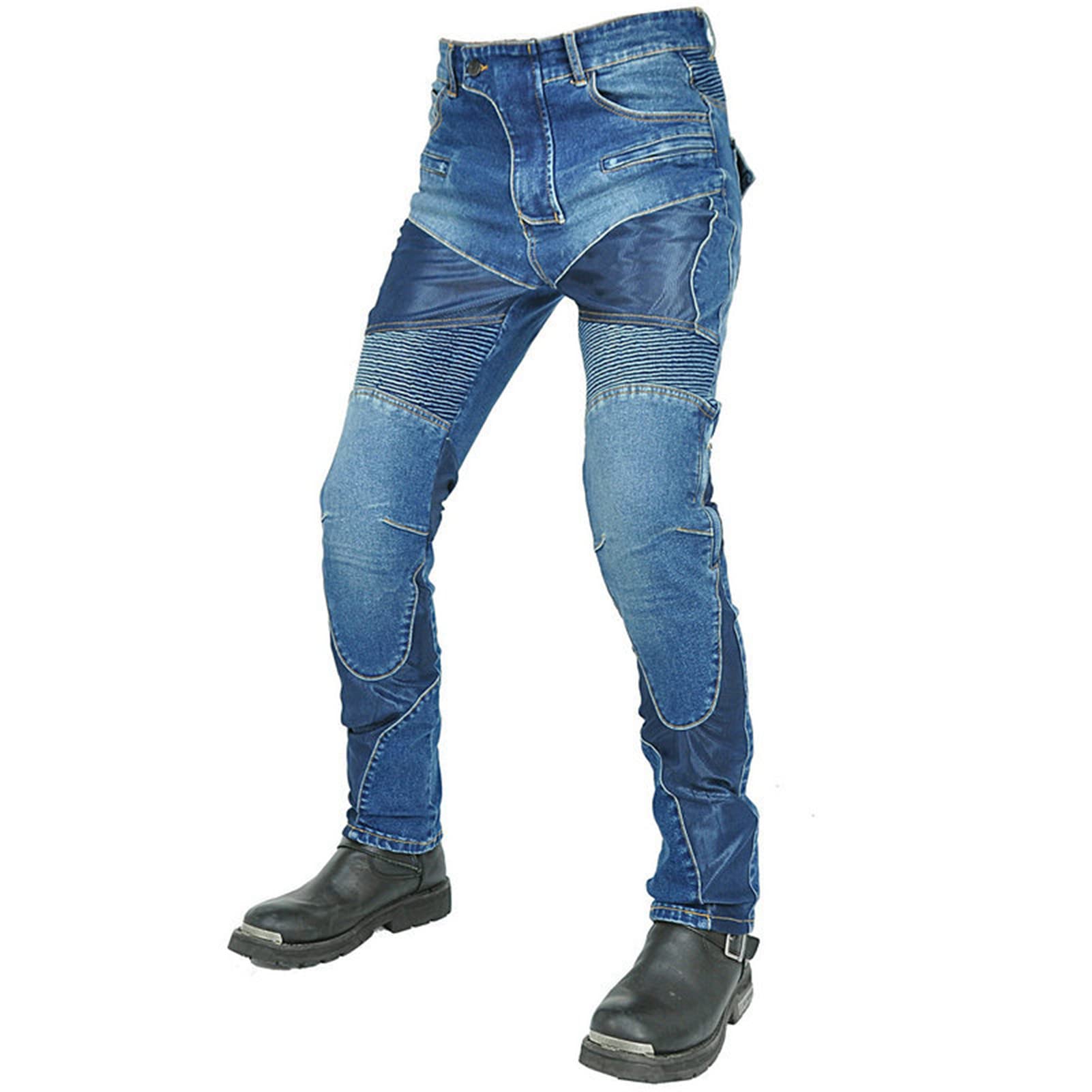 Jeans Moto,Pantaloni Da Moto Da Uomo,Uomo Moto Biker Jeans Rinforzato Protezione Pantaloni Linning Includono Armature (blu,S)