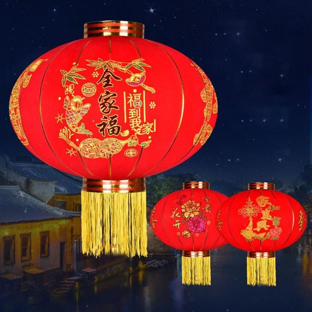 Chinese Year Decorations, Red Paper Chinese Lanterns, Asian Hanging Decorations for Spring Festival, Celebration (4)