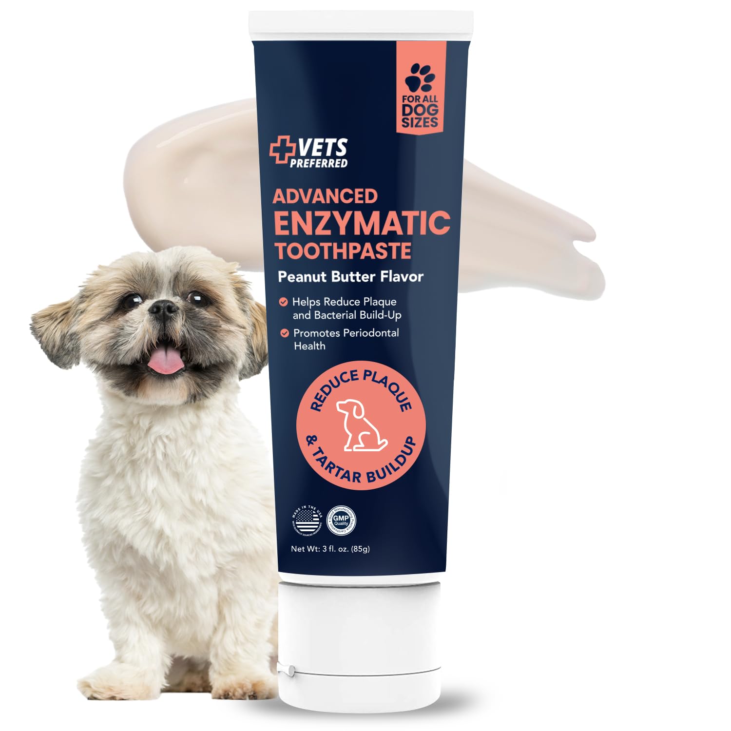 Dog Enzymatic Toothpaste – Safe and Natural Dog Oral Care Toothpaste – Freshens Breath, Fights Plaque and Reduces Tatar – Tasty Peanut Butter Flavor – 3 Oz