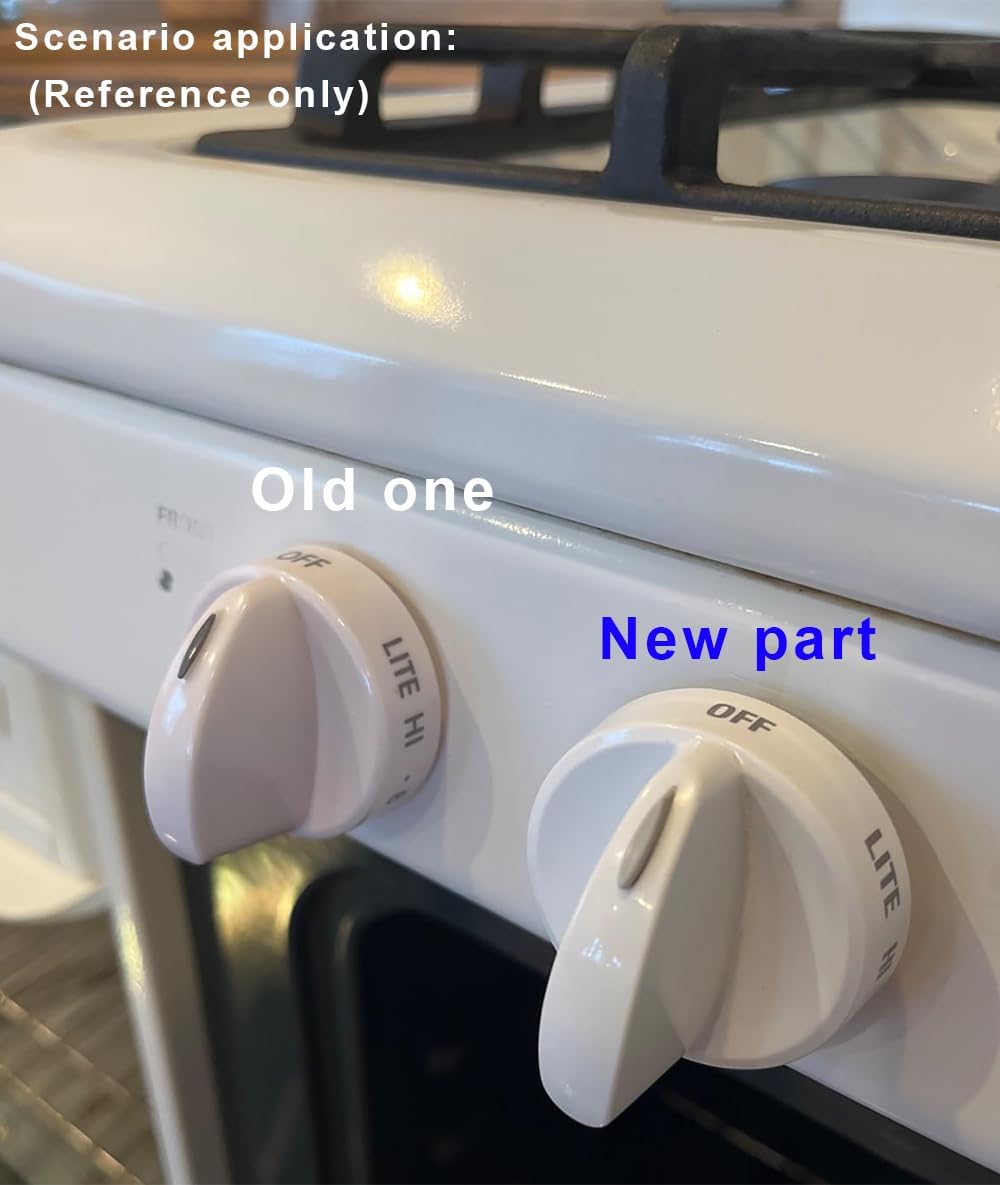 2Pcs 316442512 Burner Control Knob, Gas Range Knobs Compatible with Frigidaire, Kenmore, Sears Range Oven, Stove Knobs Replacement Part Replaces PS2332410, AP4327159, Not Universal