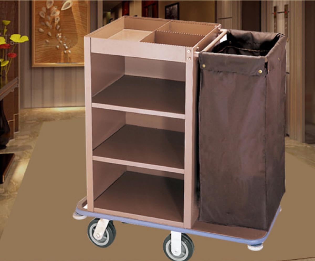 Questo Carrello per la Pulizia degli Hotel, Carrello di Servizio Compatto, Carrello per addetti alle Pulizie, con Sacchi in Tessuto Oxford Impermeabili Rimovibili, Adatto Sia per tappeti Che