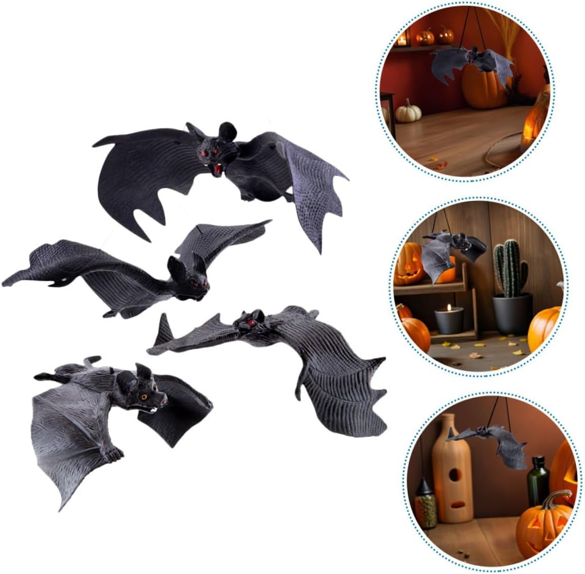 8pcs Halloween Hanging Bat Decorations Realistic Halloween Bat Pendants Thickened and Regular Sizes for Indoor Outdoor Party Supplies
