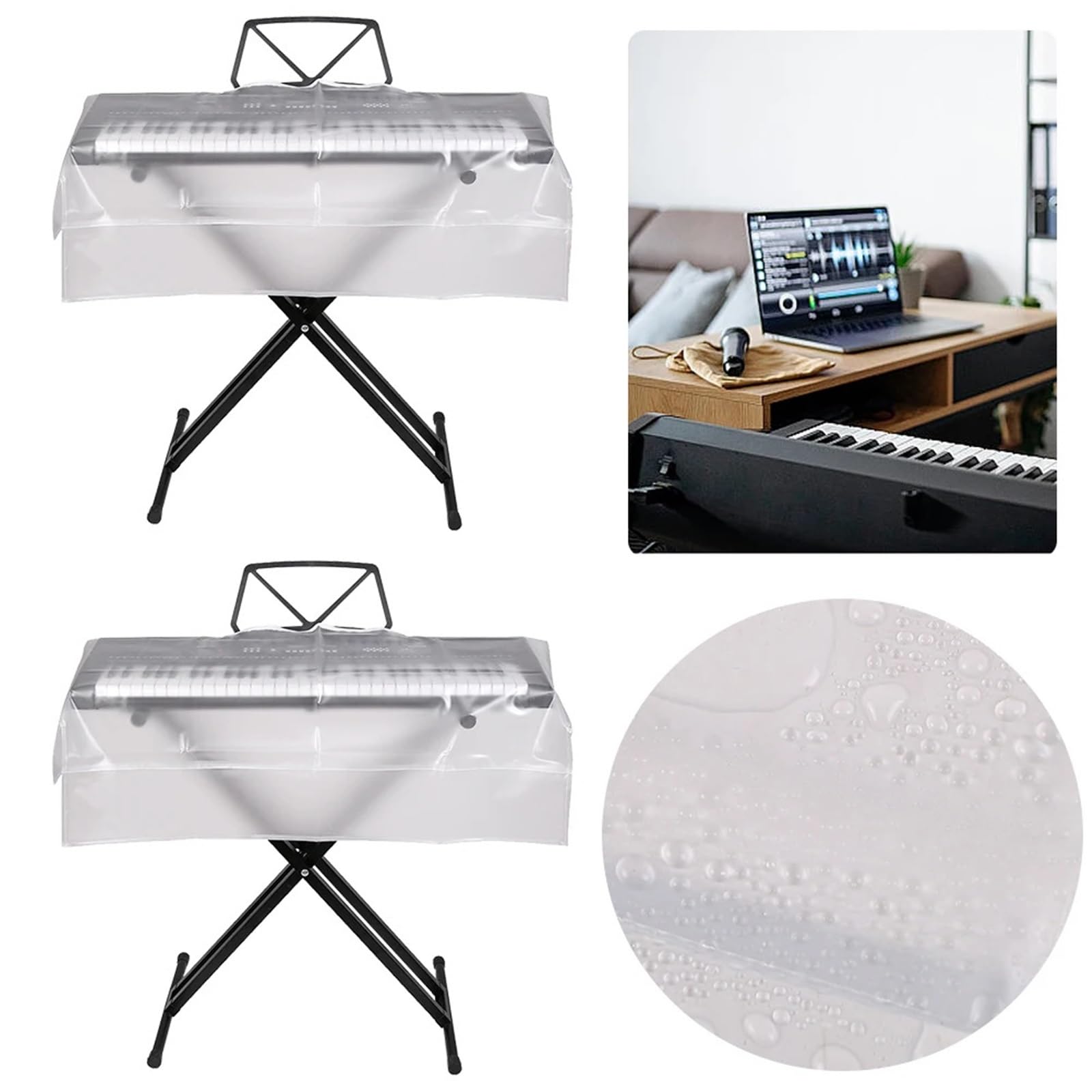 Piano Numérique Antipoussière Couverture Housse de clavier transparente givrée for Piano, 61/88 touches, protection numérique contre la poussière for électronique(88 Keys)