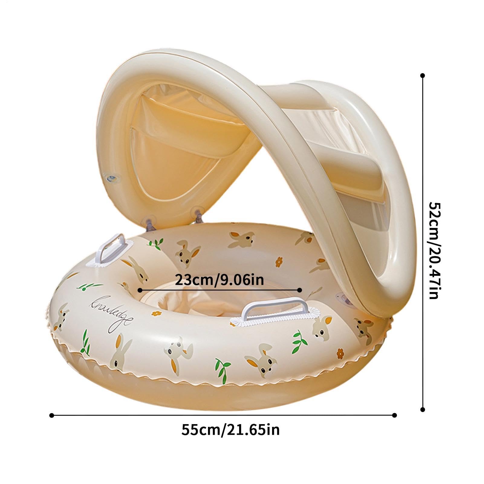 Flotador De Piscina para Bebés con Dosel, Flotador De Natación para Bebés con Sombrilla Extraíble UPF 50+, Anillos De Natación con Asiento Inflable para Bebé De 0 A 36 Meses