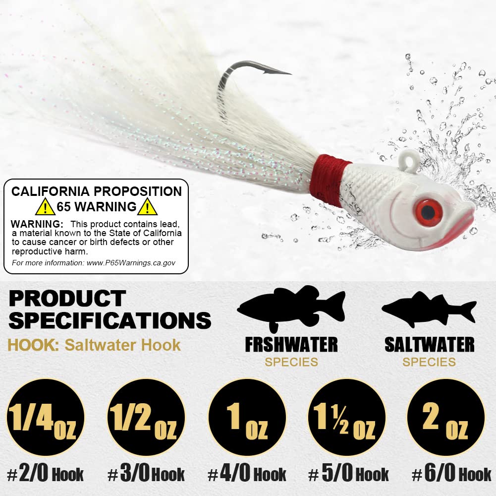 Bucktail-Jigs-Saltwater-Hair-Jigs-Head -Fishing-Lures-Assorted Kit