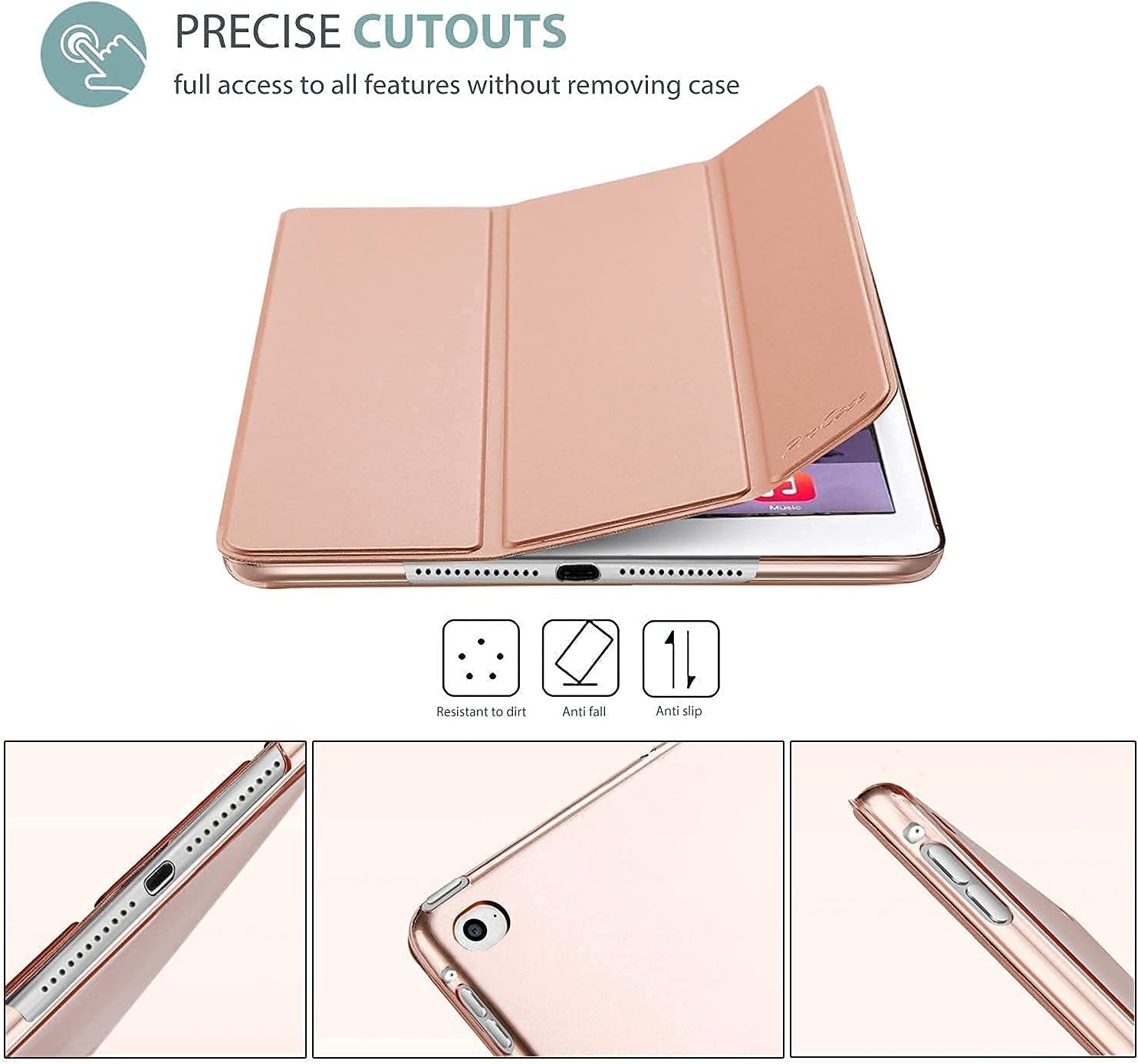 ProCase iPad Air 2nd 2014 Rosegold Slim Hard Shell Case Bundle with 2 Pack iPad 9.7 2018 & 2017 / iPad Pro 9.7 / iPad Air 2 / iPad Air Tempered Glass Screen Protectors