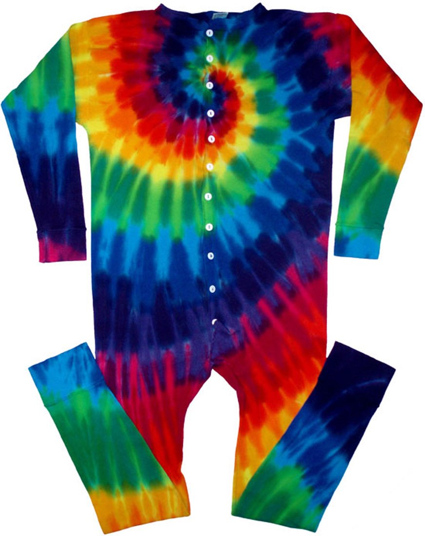 Tie Dyed Shop 12 Color Spiral Tie Dye Underwear Union Suit for Men Women