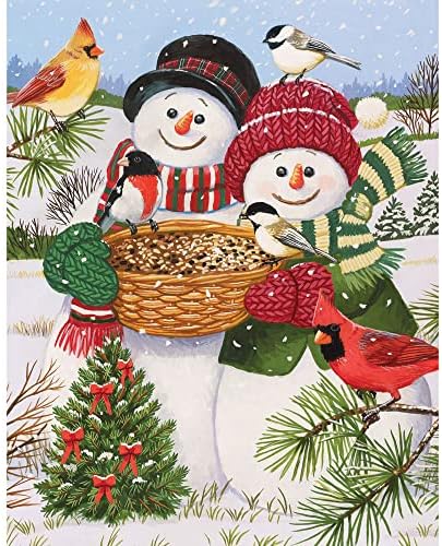Bits and Pieces – 200 Piece Children’s Jigsaw Puzzle – Snow Couple Feeding The Birds – 200 pc Snowman and Cardinals Jigsaw by Artist William Vanderdasson