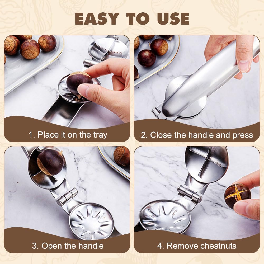 Herramienta cortadora de castañas de acero inoxidable, clip pelador de cocina para castañas (1)