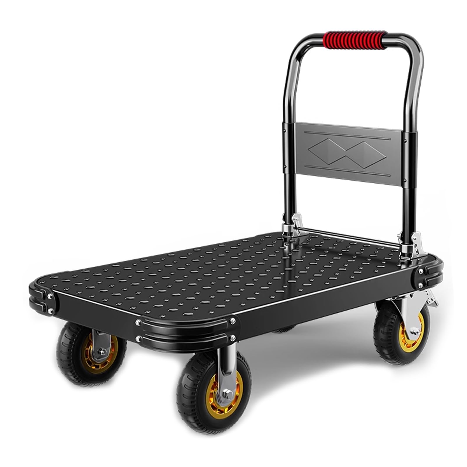 Chariot Pliable à Plateforme avec Roues Pivotantes 360° Haute Fluidité