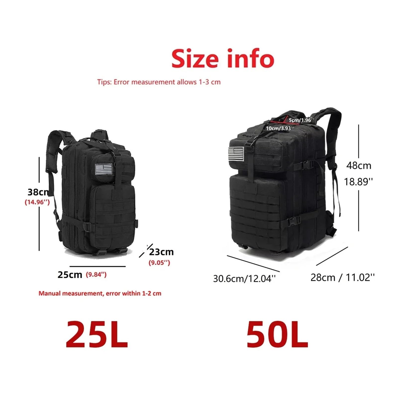 25L/50L 1000D Nylon Waterproof Trekking Fishing Hunting Bag