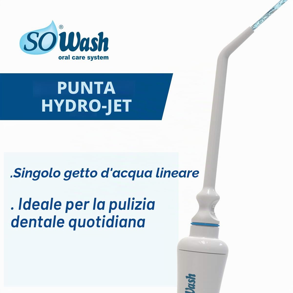Idropulsore Dentale SoWash | Family | Si Collega al Rubinetto | Irrigatore Dentale Senza Batterie e Elettricità | 4 Test.Vortice con 3 Getti Pulsanti Convergenti + 4 Test.Idrogetto | Prodotto Italiano