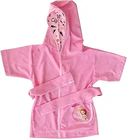Roupão Infantil de Banho Rosa com Capuz para menina