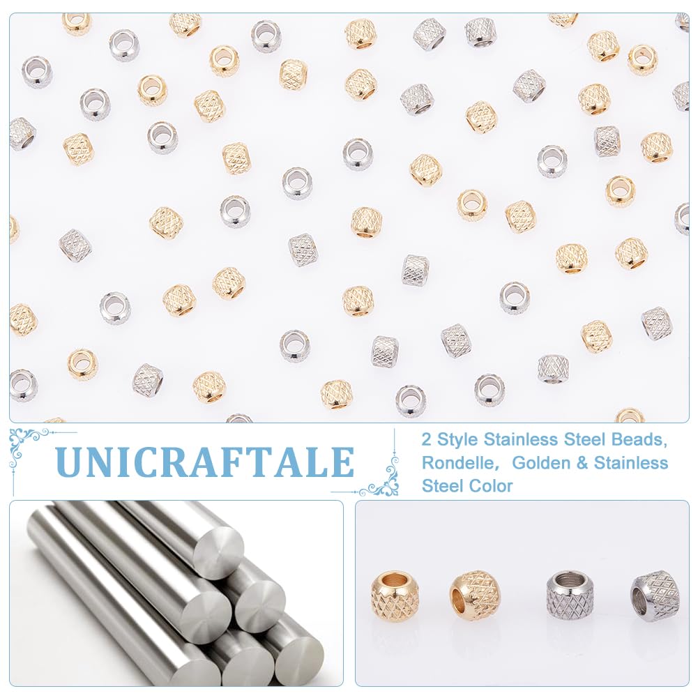 UNICRAFTALE 100 Perline Distanziali In Acciaio Inox – Rondelle Metalliche Dorate 6x5,5 Mm, Foro 2 Mm, Per Creazione Gioielli Fai Da Te - 5