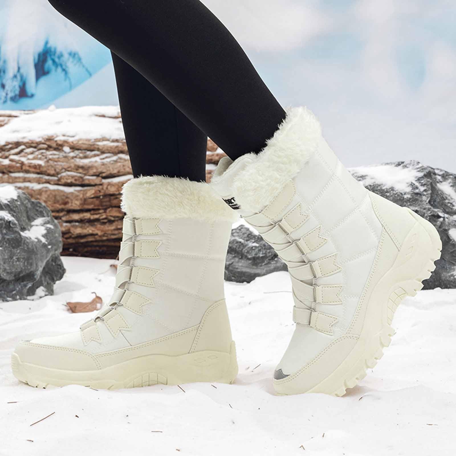 Stivali Grigi Donna Stivaletti Invernali Scarpe Calde Isolati, Termici, Antiscivolo, Comodi, Caldi e Foderati, da Trekking Per Condizioni Nevose.