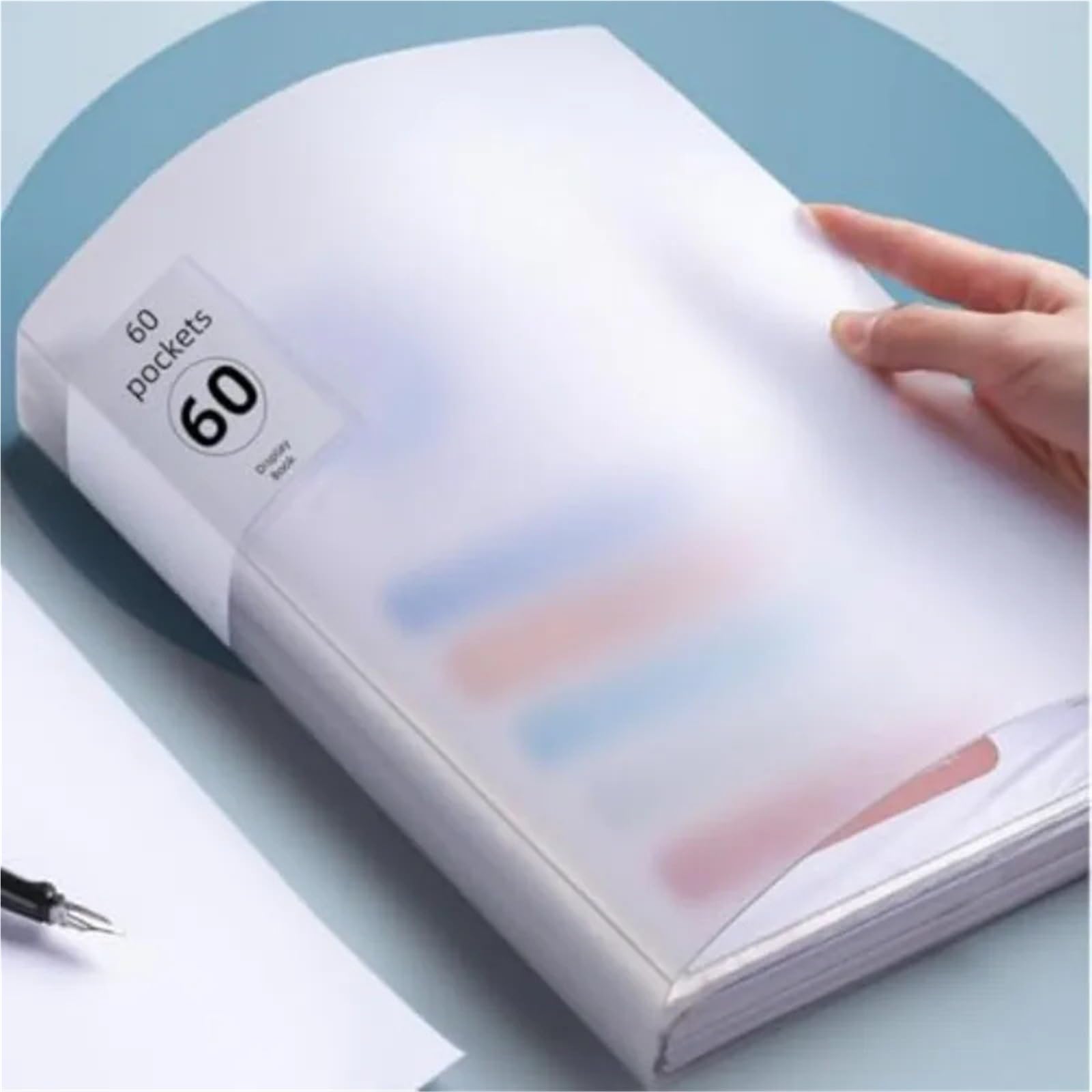 Carpeta portafolios con fundas de plástico, carpeta bolsillo protectores hojas transparentes, libro 60 páginas, 2 uds para Oficina,Colección(Pink)