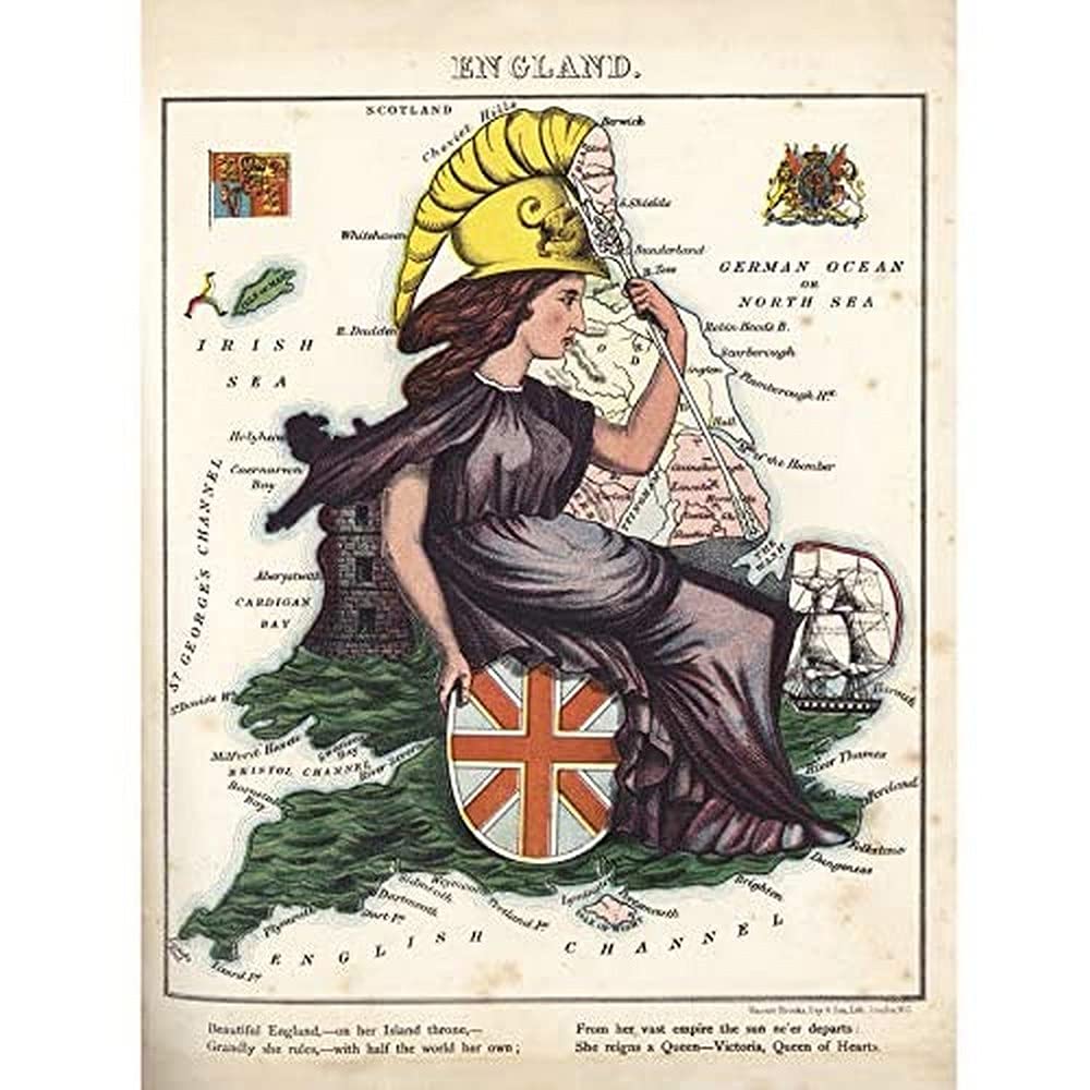 Lancaster 1869 Pictorial Map England Queen Victoria Unframed Wall Art Print Poster Home Decor Premium