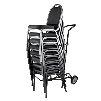 Pearington Chair Dolly, Powder Coated Steel Frame, Holds 12 Stackable NPS 9000 Series Chairs, Built-in Bungee Cord, Hard Rubber Wheels, Compact Vertical Design, Black