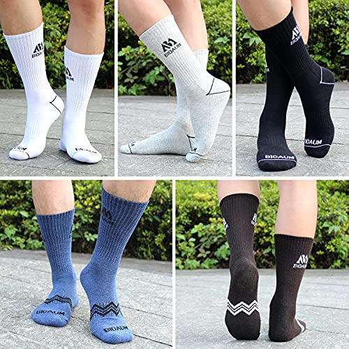 Bioaum Men's Cushioned Crew Socks 5-6 Pairs Hiking Work Running Athletic Cotton Sports Wicking #TOP4