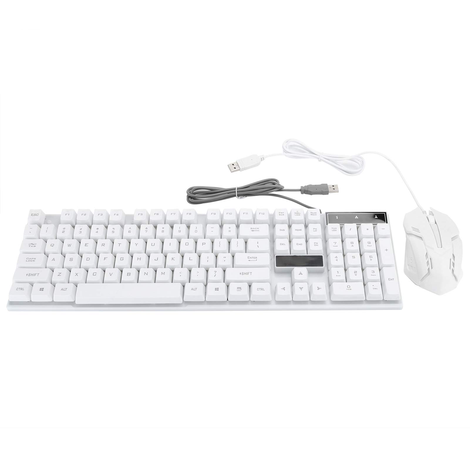 104Keys Keyboard Mouse Combo USB Wired Suspension Gaming Keyboard with Rainbows Backlight Ergonomic Computer Accessory for Gaming Office Home, Ultra Thin, Low Noise, Plug & Play