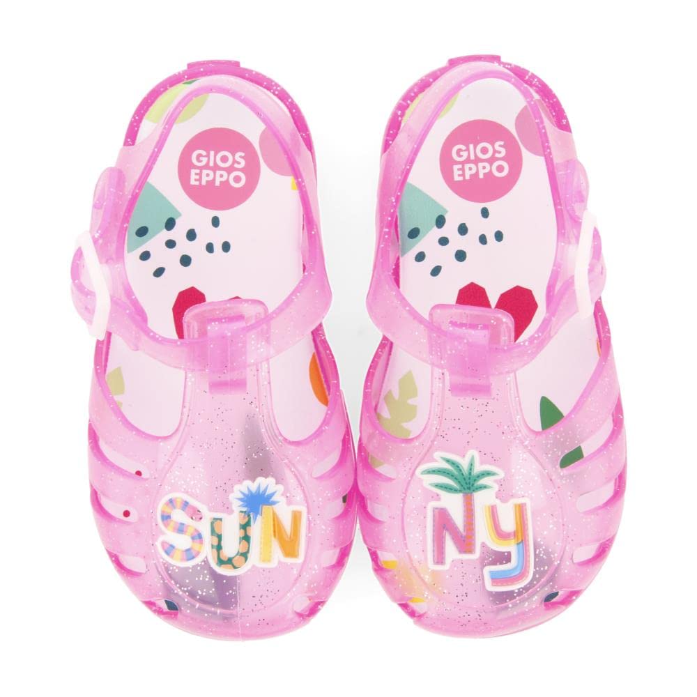 GIOSEPPO Cangrejeras fucsias con Frase Sunny para bebé prehy