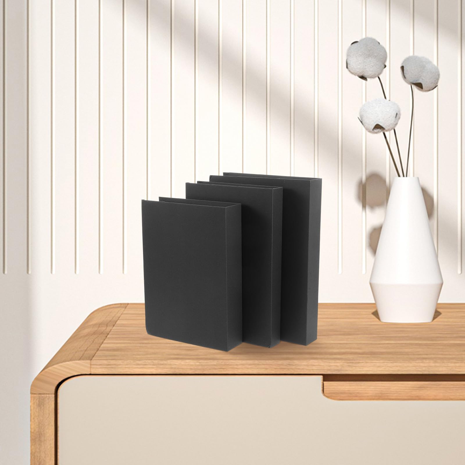 BESPORTBLE 3 pezzi Libri Finti Decorativi Neri per Arredamento Casa Soggiorno e Hotel Design Artistico per Tavolino e Scaffale Modelli Senza Testo
