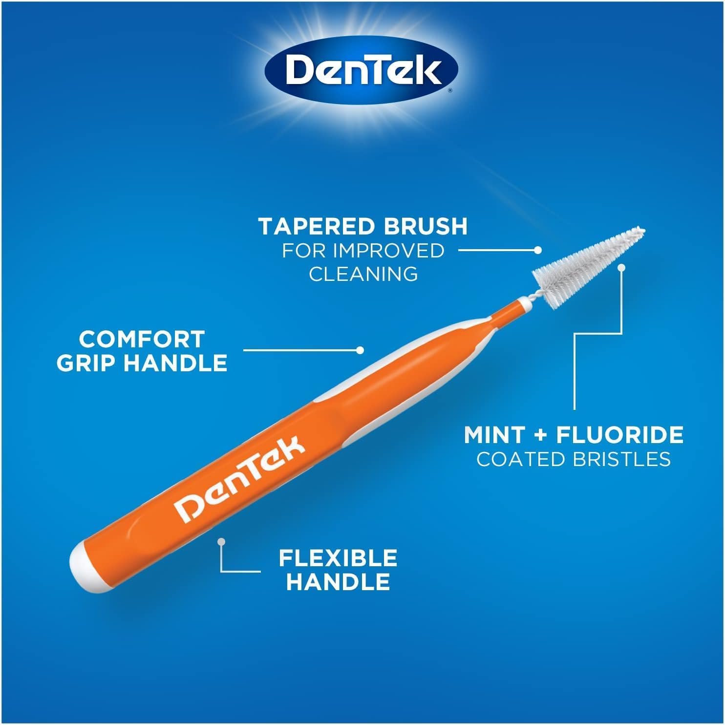DenTek Easy Brush Interdental Cleaners, Between Teeth Brushes for Plaque Removal, Oral Care Dental Picks, Orange and White, 10 Count (Pack of 2) image 4