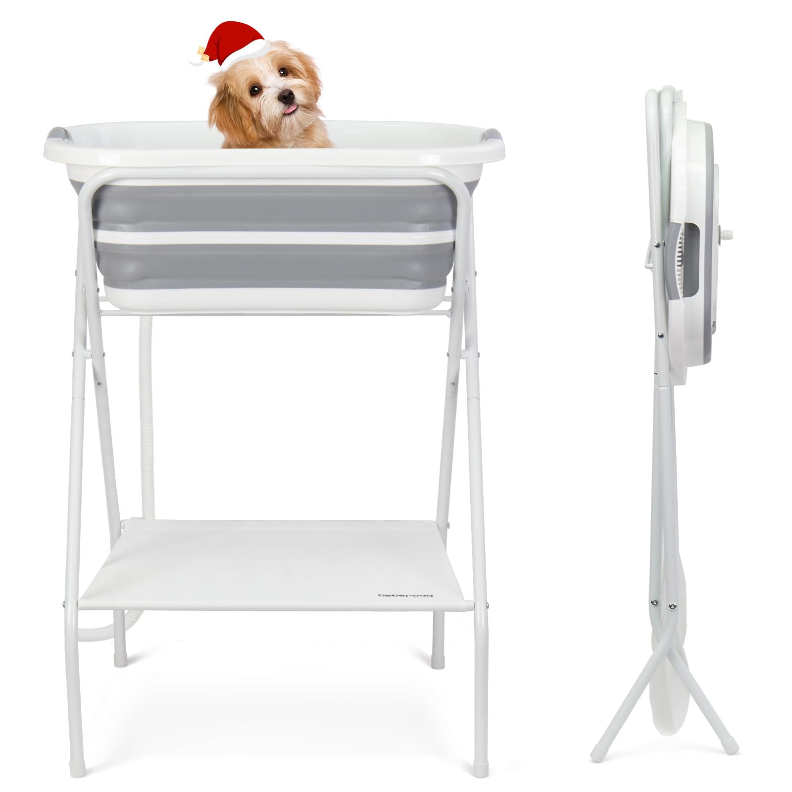 Pet Dog Bath Elevated Dog Bathing Tub Washing Station for Grooming, Collapsible Foldable Portable Shower Bathtub for Small Dogs Cats Pet, Indoor and Outdoor