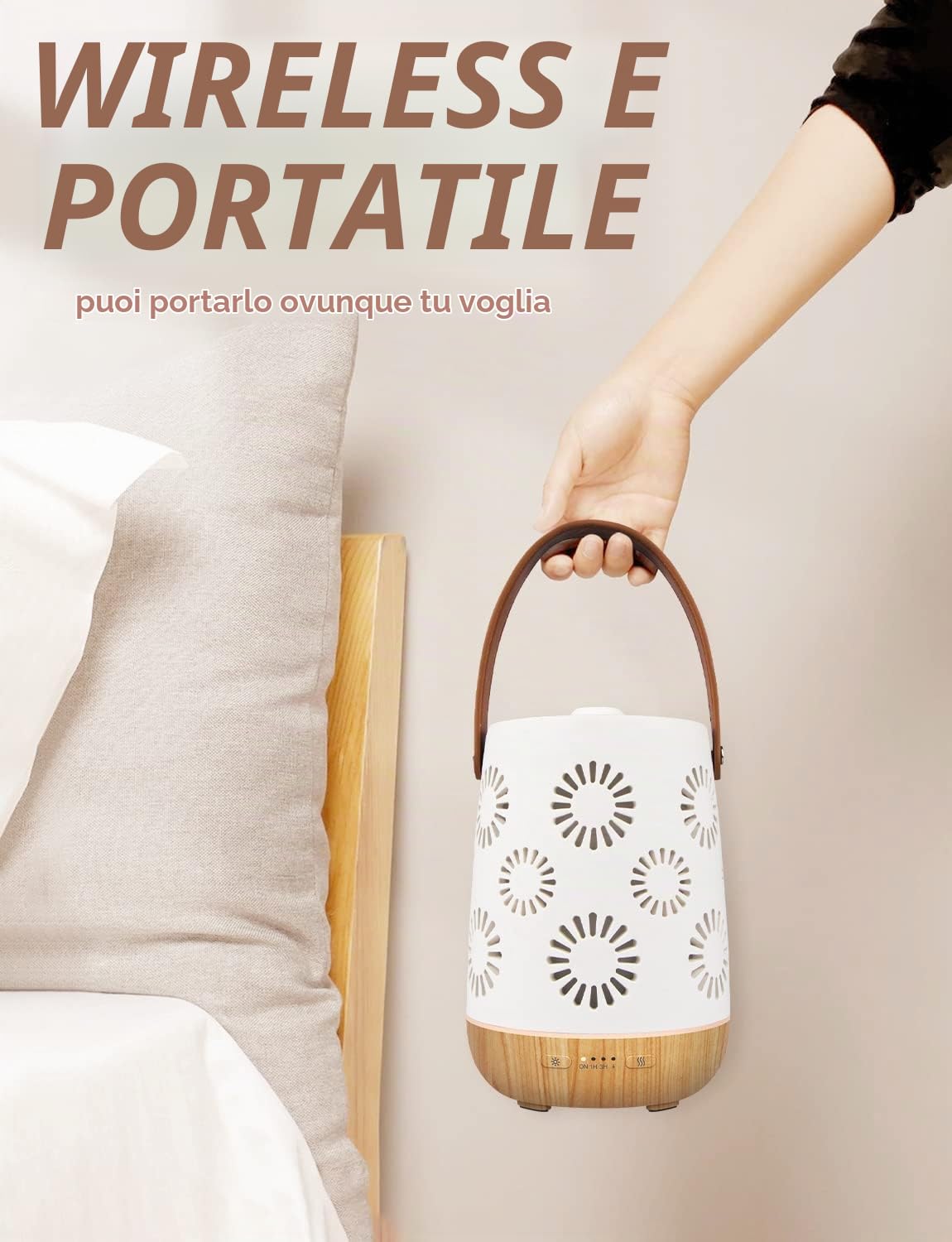 SALKING Diffusore di Oli Essenziali in Ceramica Senza Fili 180mL | Diffusore Profumo Ambiente Portatile Senza BPA, Batteria Riraricabile, per Campeggio, Camera e Ufficio