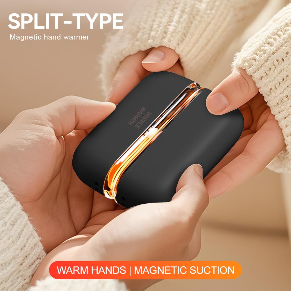 URAQT Podgrzewacz do rąk 2 w 1, 6000 mAh, oświetlenie RGB z możliwością ładowania, magnetyczny podgrzewacz do rąk, 4 poziomy ciepła z możliwością ładowania, idealny prezent dla mężczyzn i kobiet w
