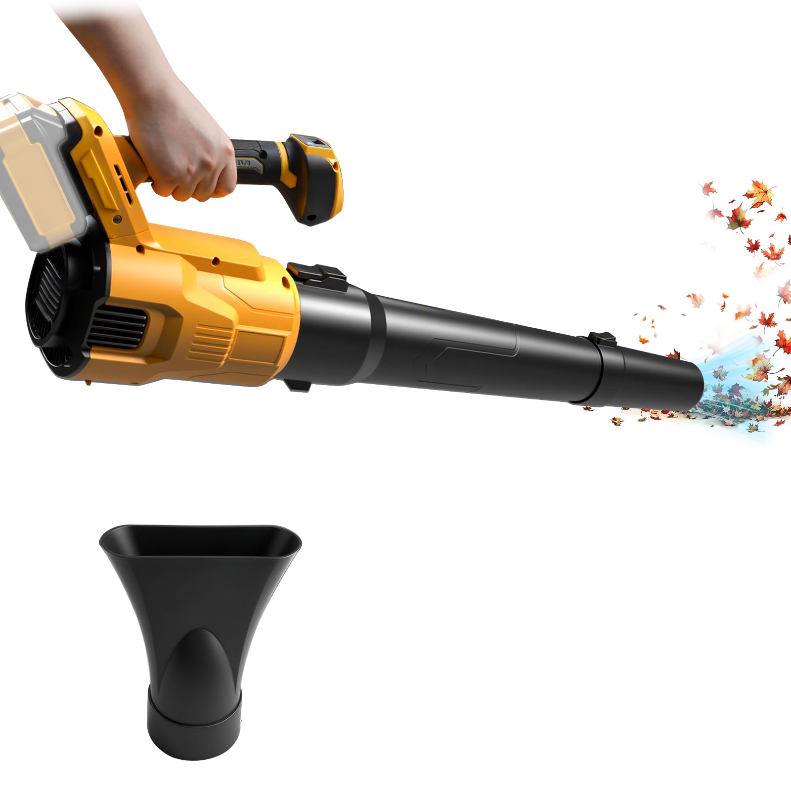 Soffiatore per foglie senza fili per batteria Dewalt 18 V 20 V, motore brushless 18500 giri/min, 58,1 m/s, 13,6 m³/min, soffiatore elettrico portatile con 3 velocità per giardino, foglie