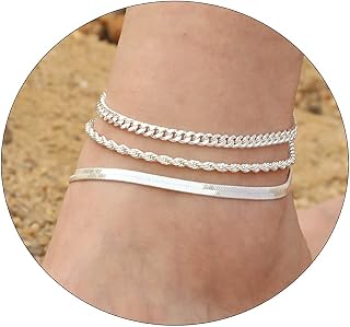 Gold Ankle Bracelets for Women 14K Gold Filled Anklets for Women Waterproof Cuban Tennis Link Stackable Anklets Set Layered Anklet Bracelets for Women Dainty Beach Jewelry Gift for Girls
