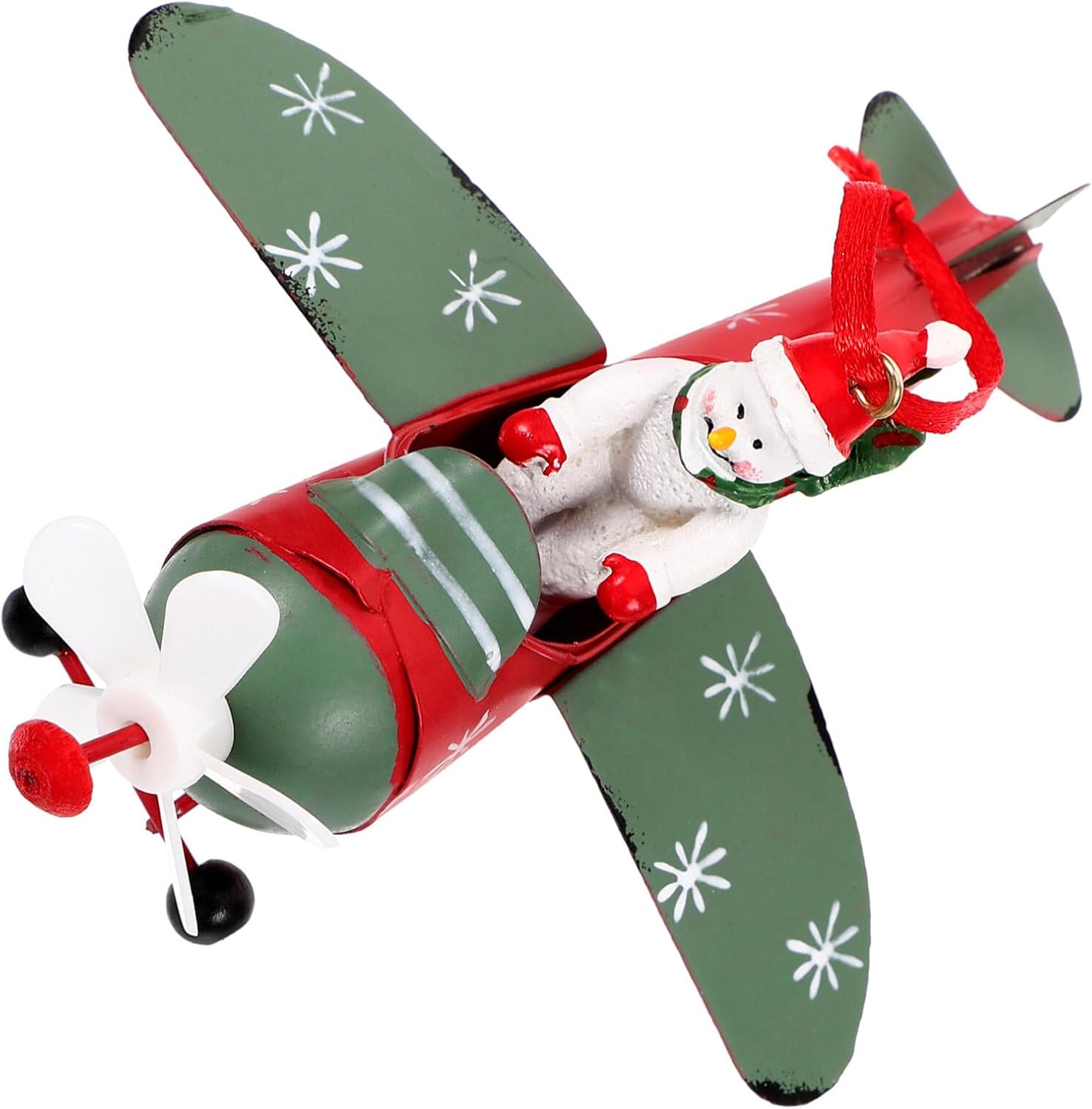 Nordic Christmas Iron Aircraft Ornament Christmas Tree Airplane Ornaments Hanging Snowman Pendants Decors Holiday Party Hanging Outdoor Decoration