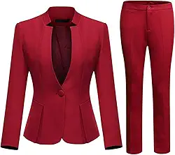Blazer feminino de negócios, escritório, 1 botão, conjunto de jaqueta e calça