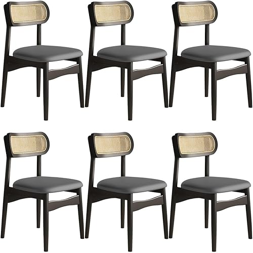 Miniatura 46 de YVYKFZD Sillas de comedor de madera maciza, juego de sillas de cocina sin brazos, silla de comedor con respaldo de ratán, silla lateral cómoda