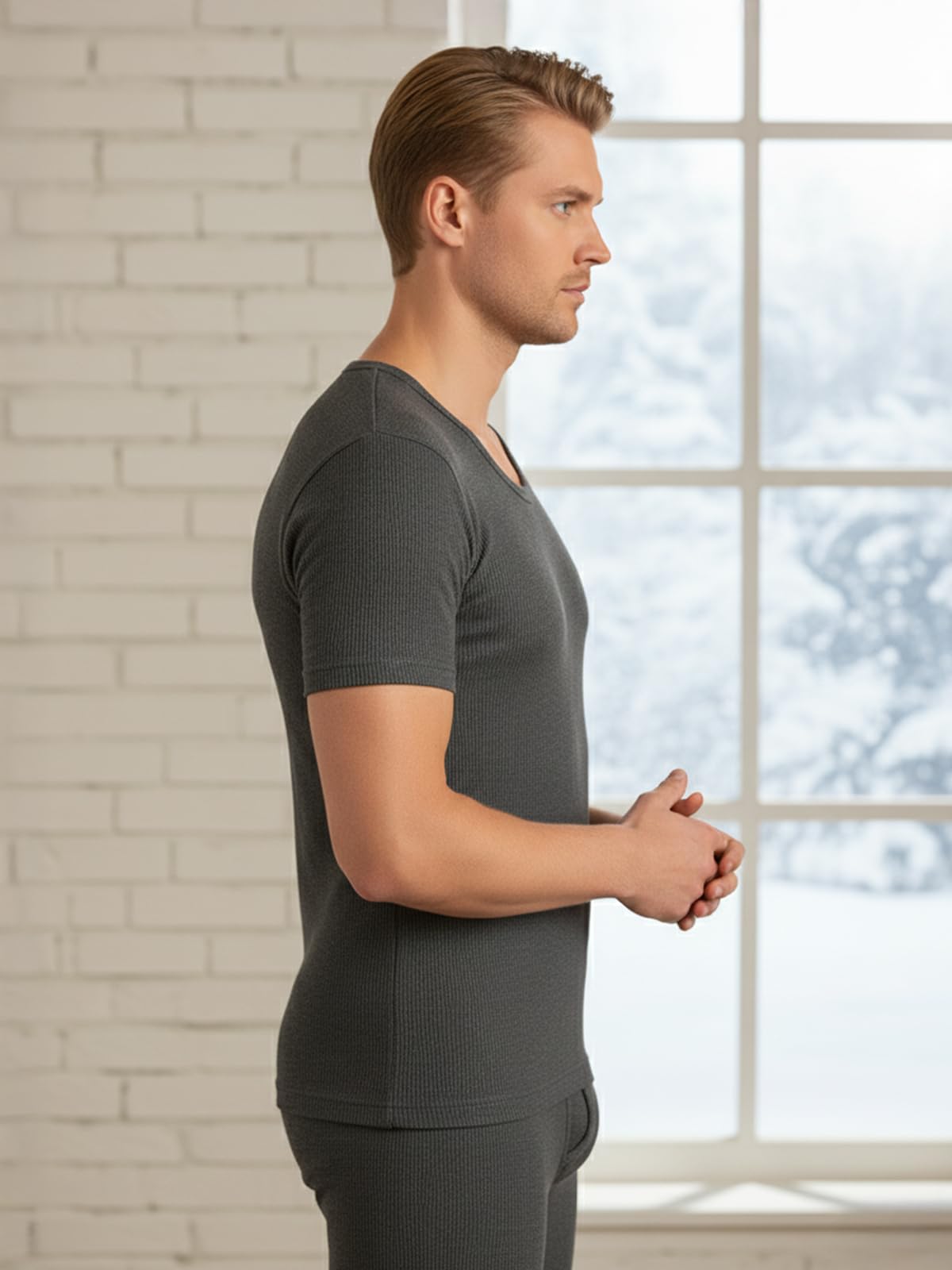ONN Camiseta térmica de media manga con cuello redondo para hombre, suave y cómoda, construcción superior para mayor durabilidad, ajuste moderno y ajustado