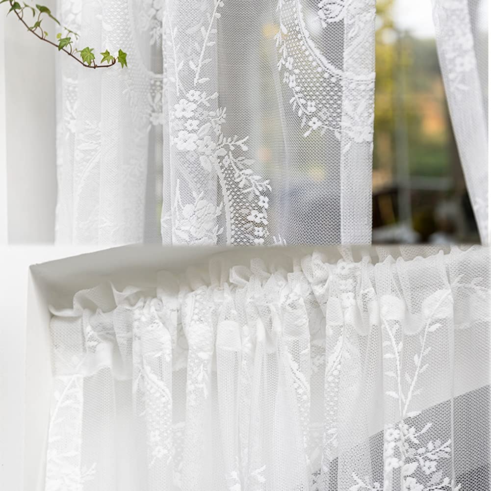 Rideaux Voilage Voilé de Fenêtre Blanc, 1 Panneau, Draperies de Salon Moderne à Motif Floral, Rideau Légers à Poche de Tige Supérieure (Size : WxH200x265cm/79x104inch)