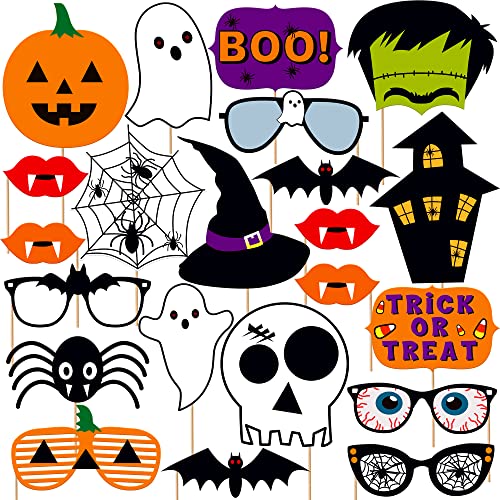 KatchOn Large Scary Halloween Photo Booth Props - Pack of 22 | Hocus Pocus Photo Props for Photoshoot | Trick or Treat Sign Props | Halloween Decorations Indoor | Summerween Party Decorations